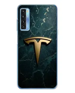 Чехол для TCL 20L Plus с картинкой «Мраморная Tesla Gold»