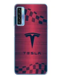Чехол для TCL 20L Plus с картинкой «Тесла красный карбон»