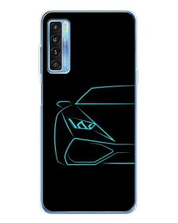 Чехол для TCL 20L Plus с картинкой «Голубой силуэт Lamborghini»