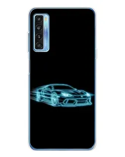 Чехол для TCL 20L Plus с картинкой «Неоновый контур Lamborghini»