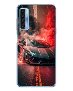 Чехол для TCL 20L Plus с картинкой «Lamborghini красный дым»