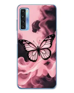 Чехол для TCL 20L Plus с картинкой «Бабочка в дыму»