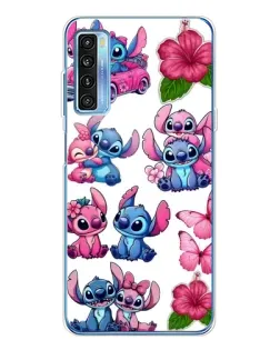 Чехол для TCL 20L Plus с картинкой «Стикеры Stitch и Angel»