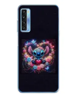Чехол для TCL 20L Plus с картинкой «Stitch в цветах»