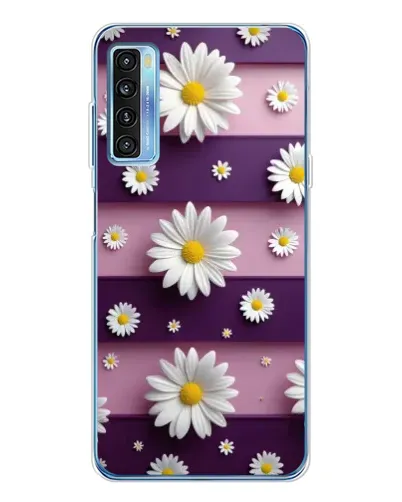 Чехол для TCL 20L Plus с картинкой «Ромашки на фиолетовом»
