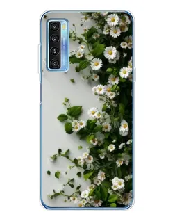 Чехол для TCL 20L Plus с картинкой «Ветка мелких белых цветов»