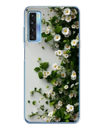 Чехол для TCL 20L Plus с картинкой «Ветка мелких белых цветов»