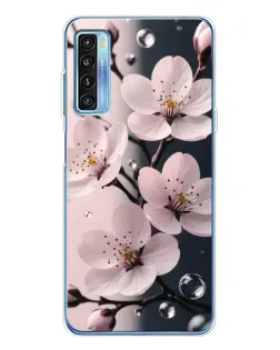 Чехол для TCL 20L Plus с картинкой «Нежная сакура и капли»