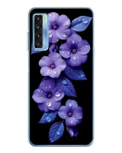 Чехол для TCL 20L Plus с картинкой «Фиолетовые цветы с росою»