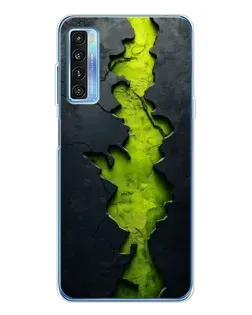 Чехол для TCL 20L Plus с картинкой «Салатовый разлом скалы»