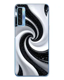 Чехол для TCL 20L Plus с картинкой «Черно-белая спираль»