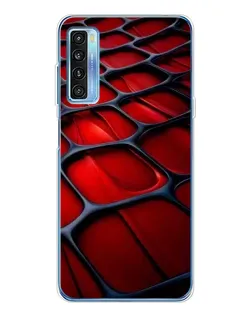 Чехол для TCL 20L Plus с картинкой «Красная глянцевая сетка»