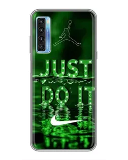 Чехол для TCL 20L с картинкой «Зеленый неоновый Nike»