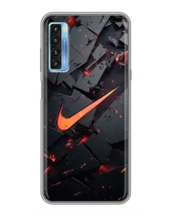 Чехол для TCL 20L с картинкой «Nike — эффект разломов»