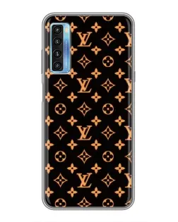 Чехол для TCL 20L с картинкой «Золотая монограмма LV»