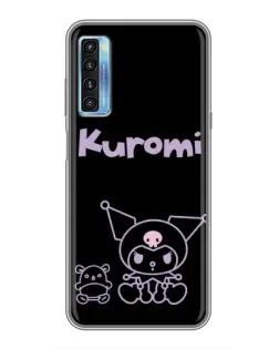 Чехол для TCL 20L с картинкой «Kuromi — черный минимализм»