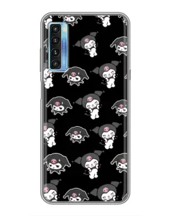 Чехол для TCL 20L с картинкой «Черный паттерн Kuromi»