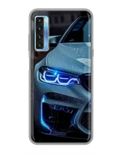 Чехол для TCL 20L с картинкой «Взгляд BMW с синими фарами»