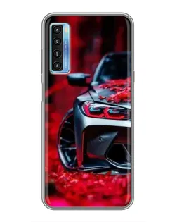 Чехол для TCL 20L с картинкой «Спортивная BMW и цветы»