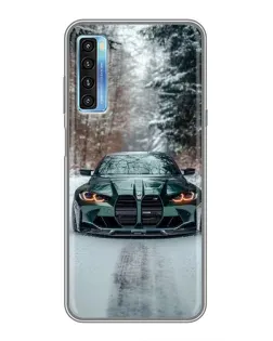 Чехол для TCL 20L с картинкой «BMW в зимнем лесу»
