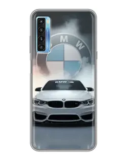 Чехол для TCL 20L с картинкой «BMW в белом дыму»