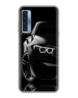 Чехол для TCL 20L с картинкой «Черная BMW — профиль»