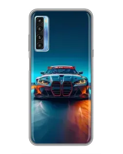 Чехол для TCL 20L с картинкой «BMW — огни неона»