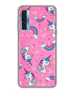 Чехол для TCL 20L с картинкой «Unicorn паттерн розовый»