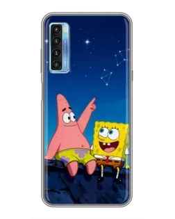 Чехол для TCL 20L с картинкой «Губка Боб и Патрик ночью»