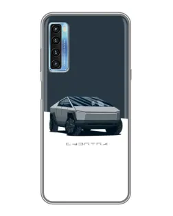 Чехол для TCL 20L с картинкой «Серебристый Cybertruck Tesla»
