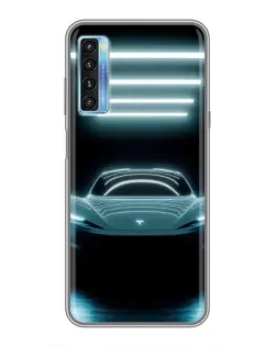 Чехол для TCL 20L с картинкой «Tesla в неоне»