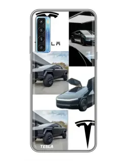 Чехол для TCL 20L с картинкой «Коллаж Cybertruck Tesla»