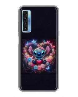 Чехол для TCL 20L с картинкой «Stitch в цветах»