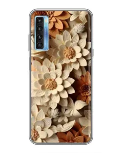 Чехол для TCL 20L с картинкой «Бежевый флористический декор»