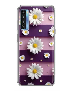 Чехол для TCL 20L с картинкой «Ромашки на фиолетовом»