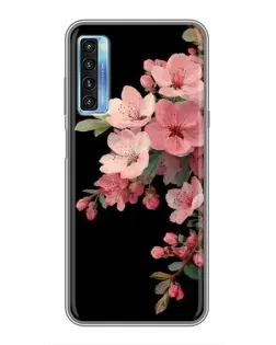 Чехол для TCL 20L с картинкой «Розовая ветка сакуры»