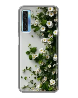 Чехол для TCL 20L с картинкой «Ветка мелких белых цветов»
