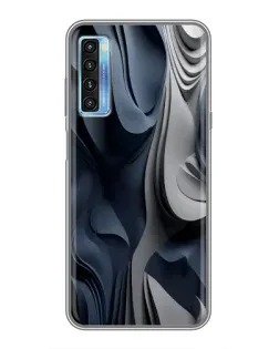 Чехол для TCL 20L с картинкой «Объемные синие складки»