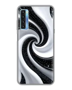 Чехол для TCL 20L с картинкой «Черно-белая спираль»