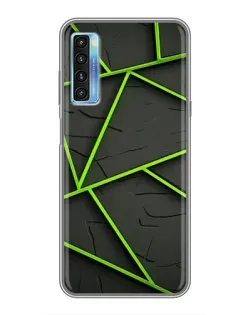 Чехол для TCL 20L с картинкой «Зеленые геометрические линии»