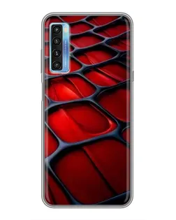 Чехол для TCL 20L с картинкой «Красная глянцевая сетка»