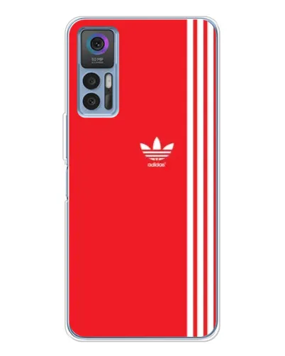 Чехол для TCL 30 Plus с картинкой «Красный минимализм Adidas»