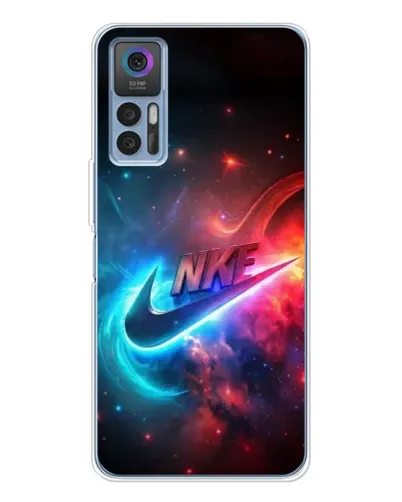 Чехол для TCL 30 Plus с картинкой «Огненный логотип Nike»