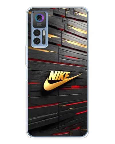Чехол для TCL 30 Plus с картинкой «Золотой Nike на металле»