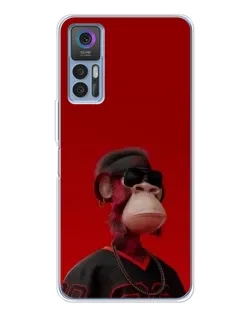 Чехол для TCL 30 Plus с картинкой «Bored Ape в красном»