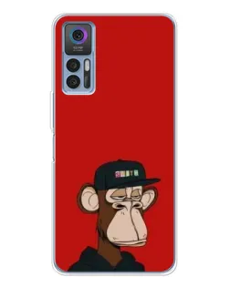 Чехол для TCL 30 Plus с картинкой «Bored Ape — красный фон»