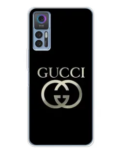 Чохол для TCL 30 Plus з картинкою «Gucci — золото на чорному»