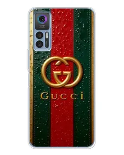 Чохол для TCL 30 Plus з картинкою «Gucci — фірмова смуга та золото»