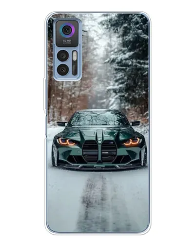 Чохол для TCL 30 Plus з картинкою «BMW у зимовому лісі»