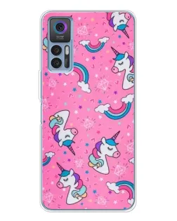 Чехол для TCL 30 Plus с картинкой «Unicorn паттерн розовый»